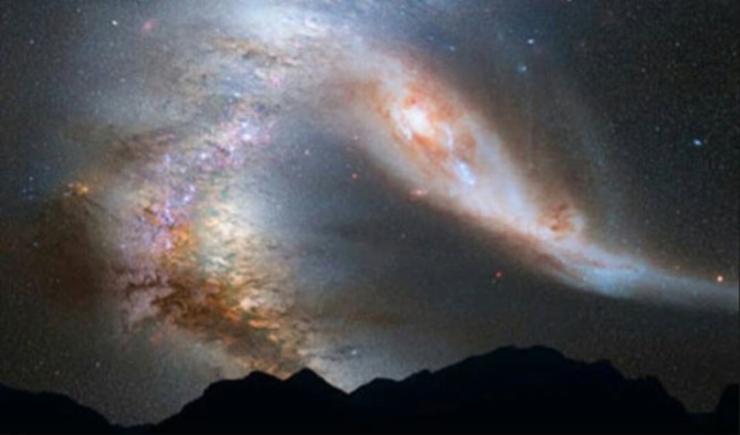 Samanyolu galaksi, andromeda, dünya, güneş sistemi