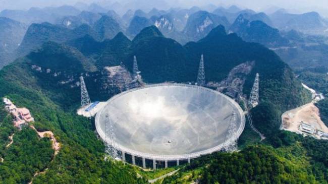 Çin'de yapımı tamamlanan, 30 futbol sahası büyüklüğündeki dünyanın en büyük radyo teleskobu FAST'ta testlere başlandı.